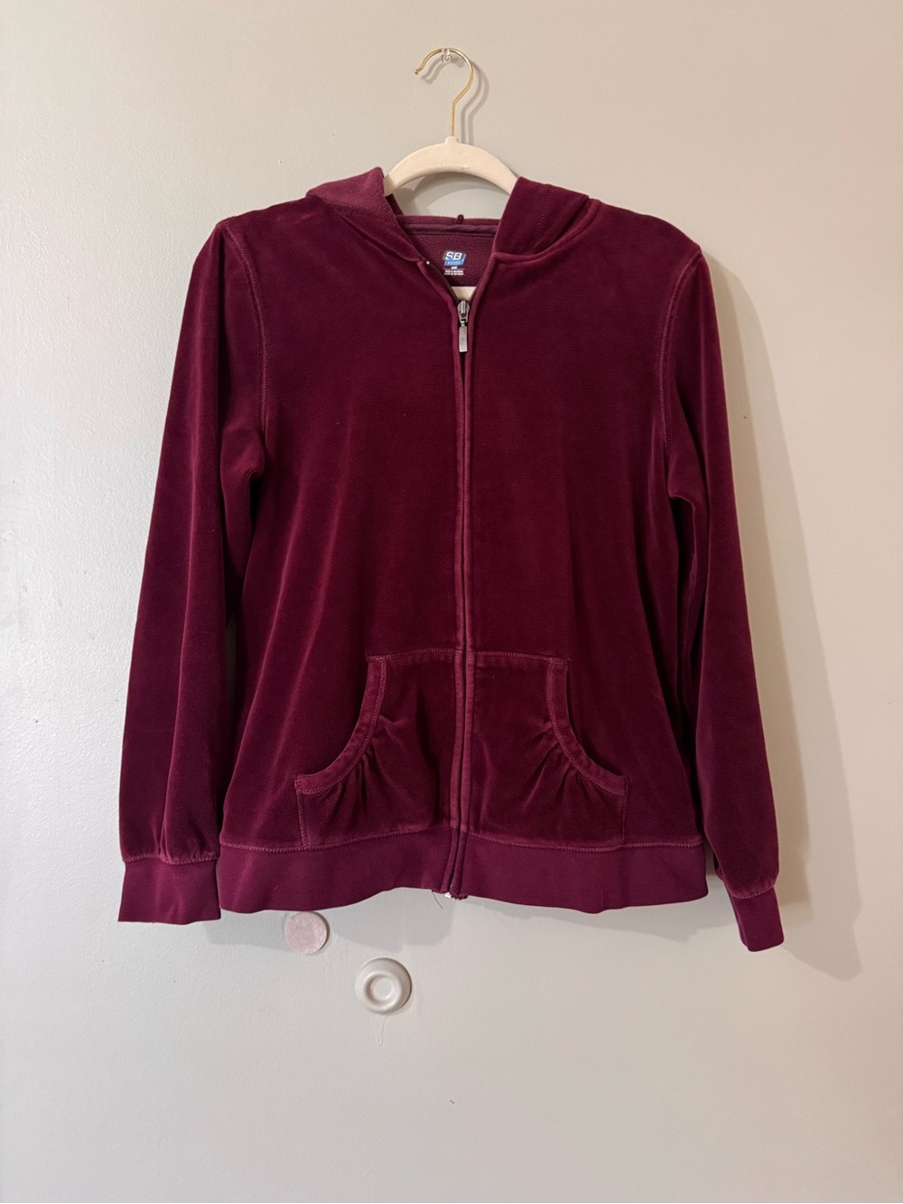 SB Active Velour Zip Hoodie in Maroon